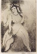 Woman wearing the jewelry Marie Laurencin